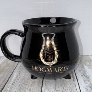 Harry Potter Cauldron Mug Hogwarts Crest Ceramic Official Black Cup Spoon Holder